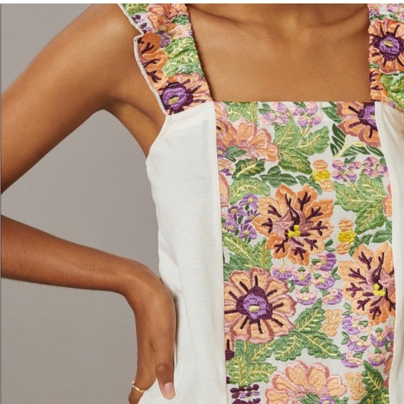 NWT Anthropologie Tiny Marin Floral Embroidered Tank - Picture 3 of 4